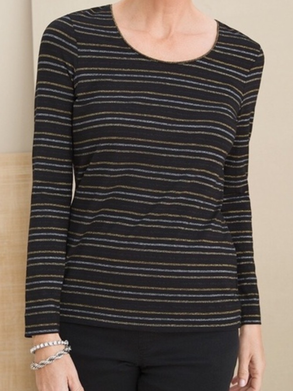 Chico's Touch of Cool Lurex Striped Tunic XL